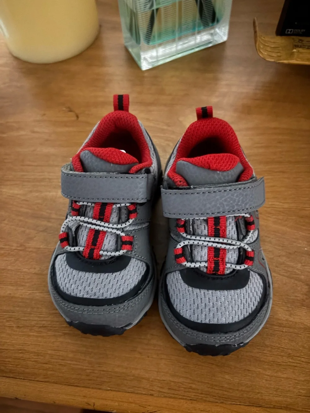 Infant Grey and Red Athletic Sneakers - Hook & Loop Comfort- Merrell select grip